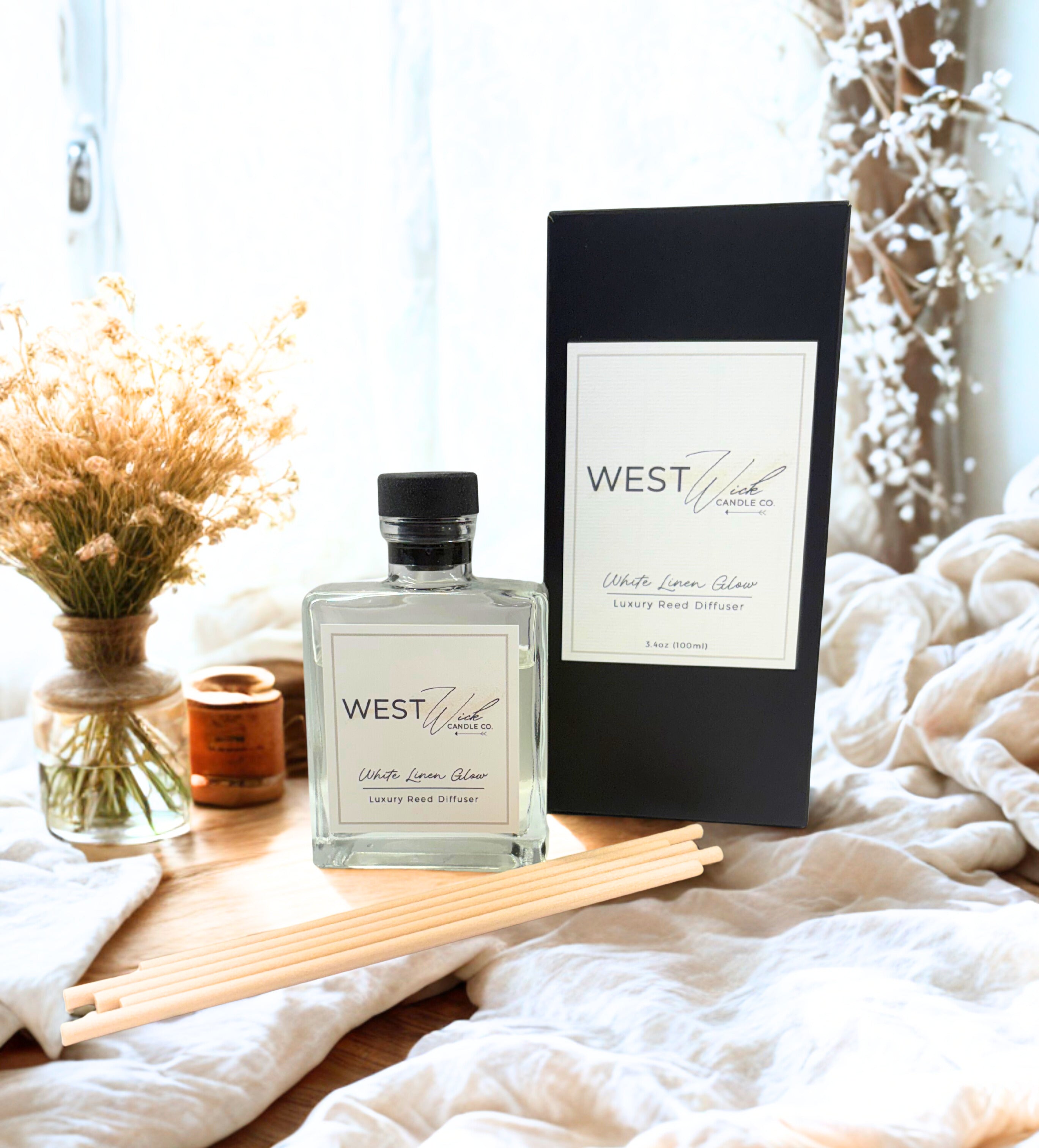 White Linen Glow Reed Diffuser
