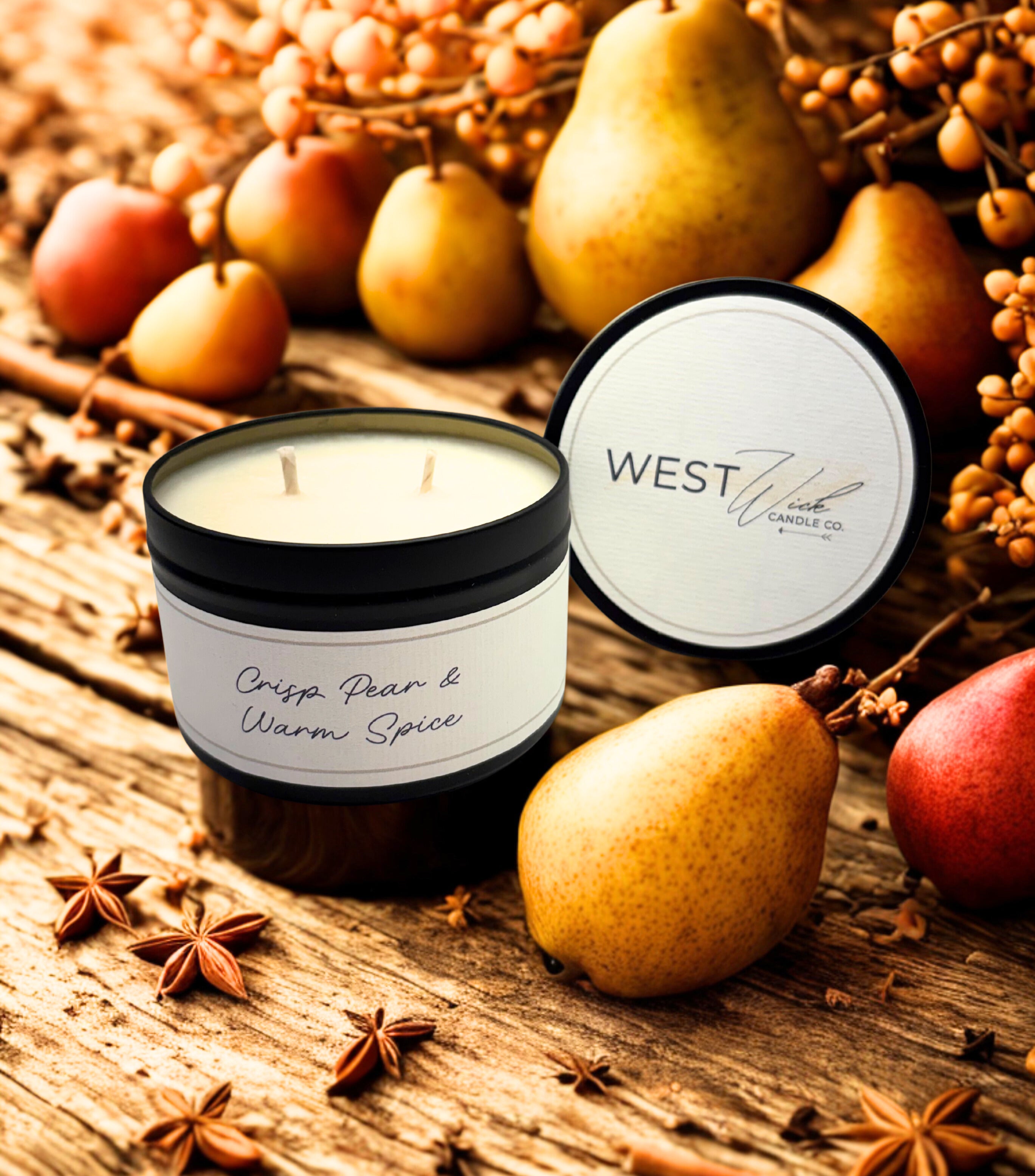 Crisp Pear & Warm Spice -Black Luxe Candle