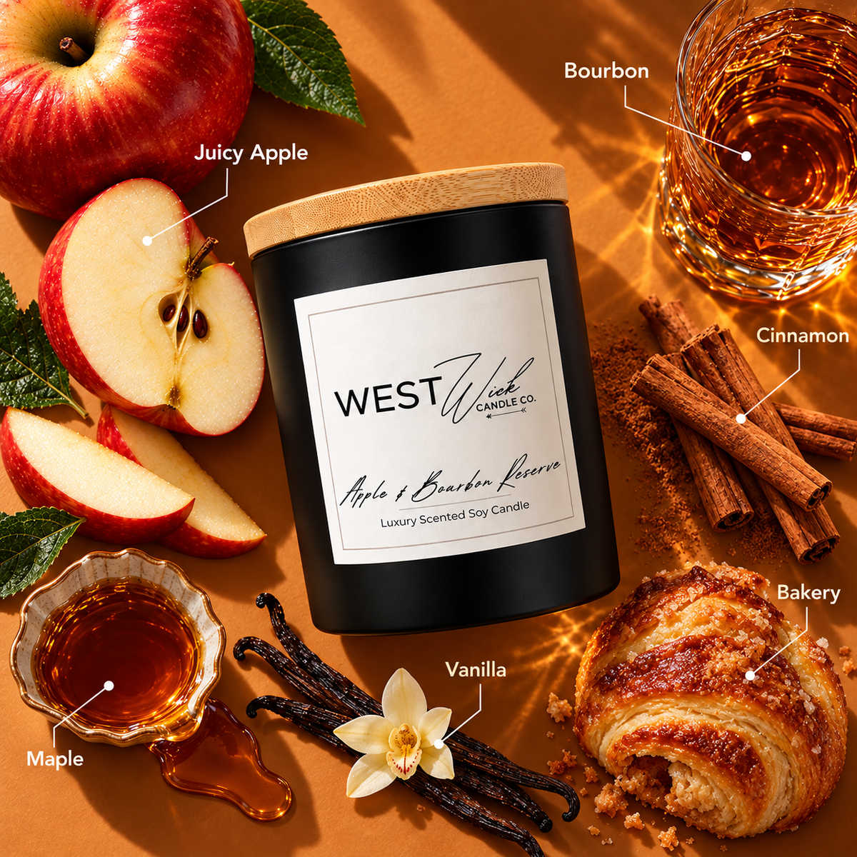 Apple &amp; Bourbon Reserve | Black Matte Signature Candle