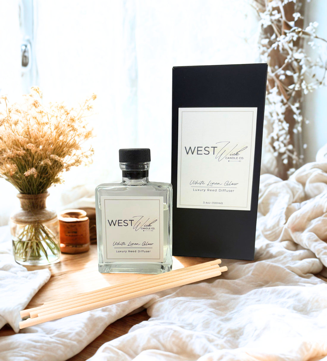 White Linen Glow Reed Diffuser