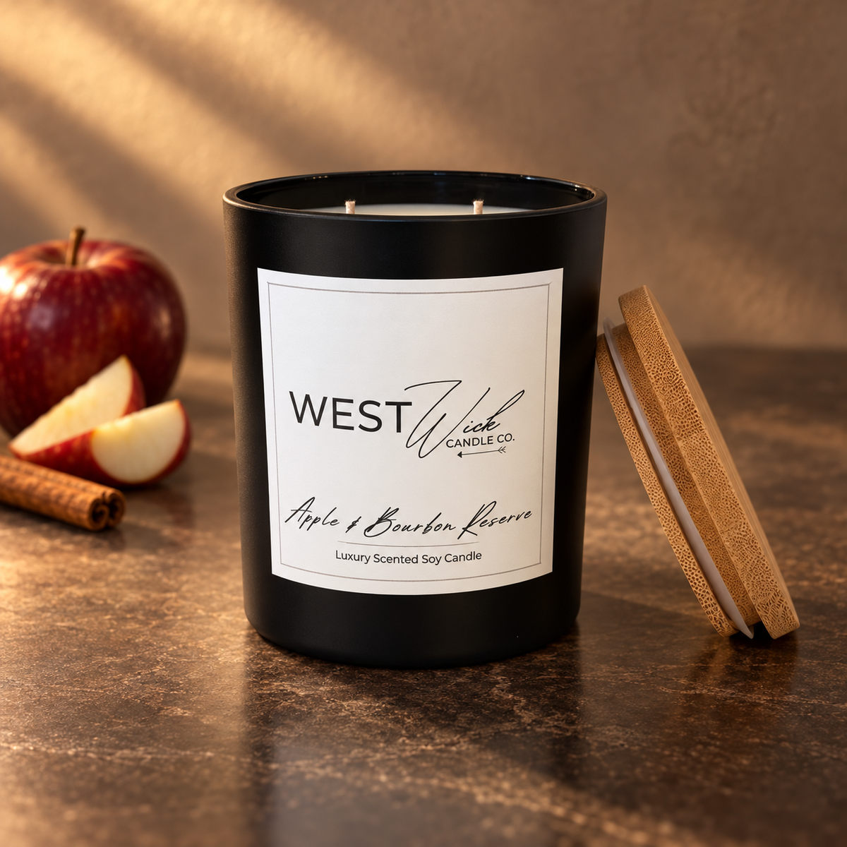 Apple &amp; Bourbon Reserve | Black Matte Signature Candle