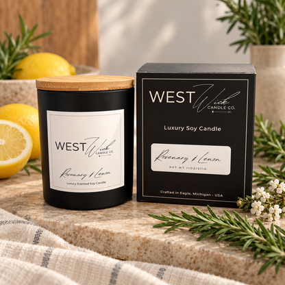 Rosemary &amp; Lemon | Black Matte Signature Candle