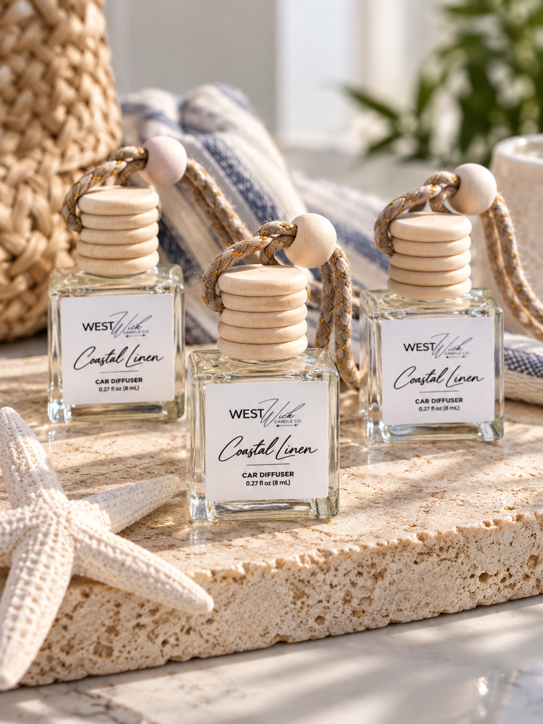 Coastal Linen | Car Hanging Reed Diffuser