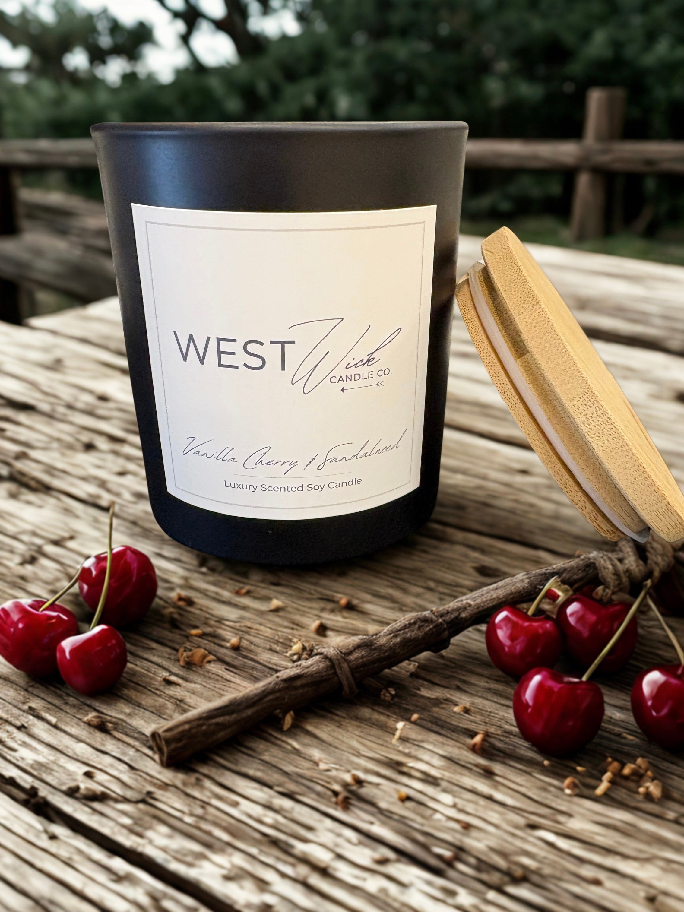 Vanilla Cherry &amp; Sandalwood | Black Matte Signature Candle