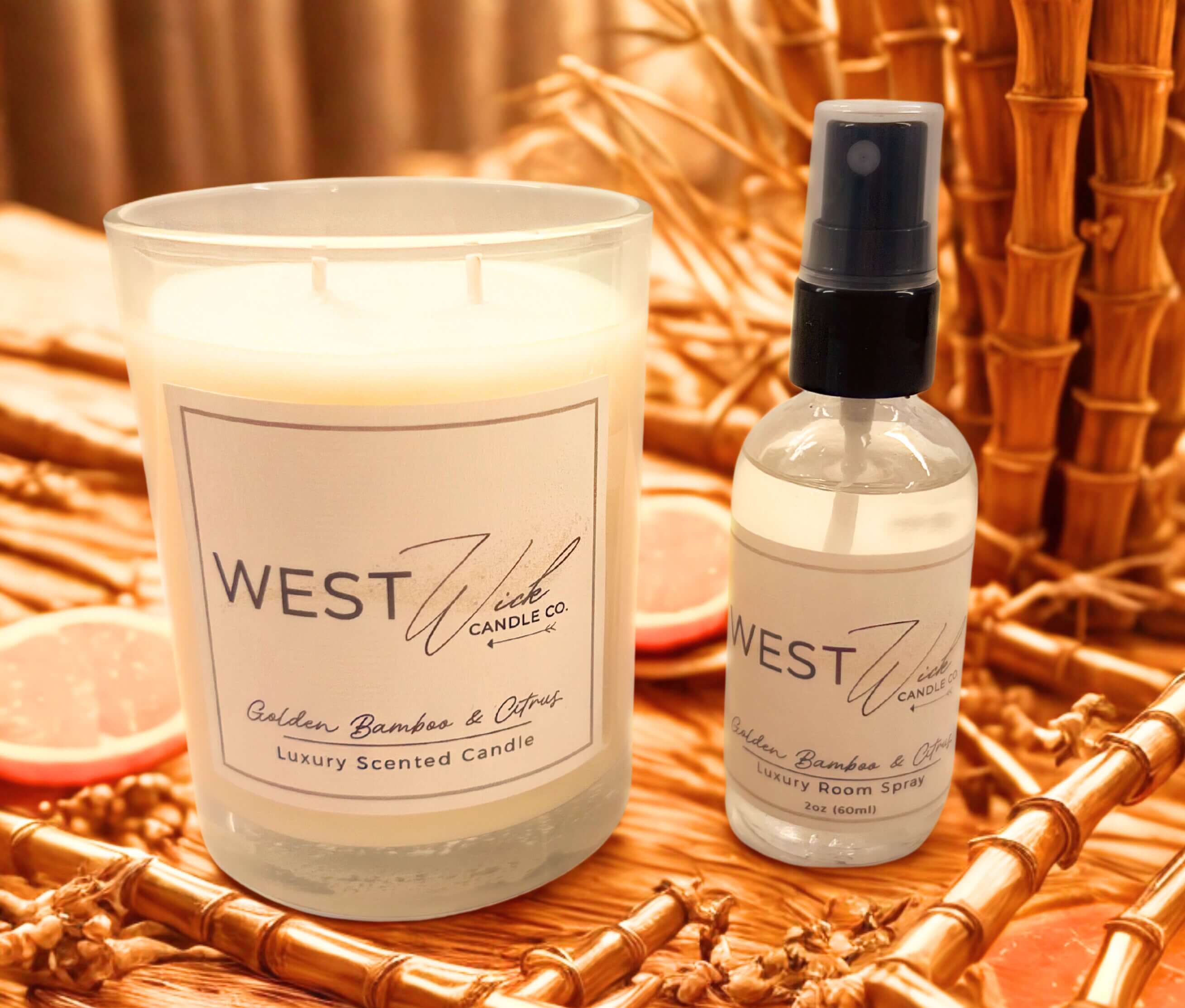 Golden Bamboo &amp; Citrus Room Spray &amp; Candle