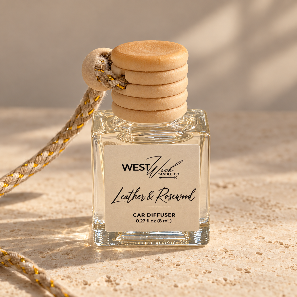 Leather &amp; Rosewood | Car Hanging Reed Diffuser