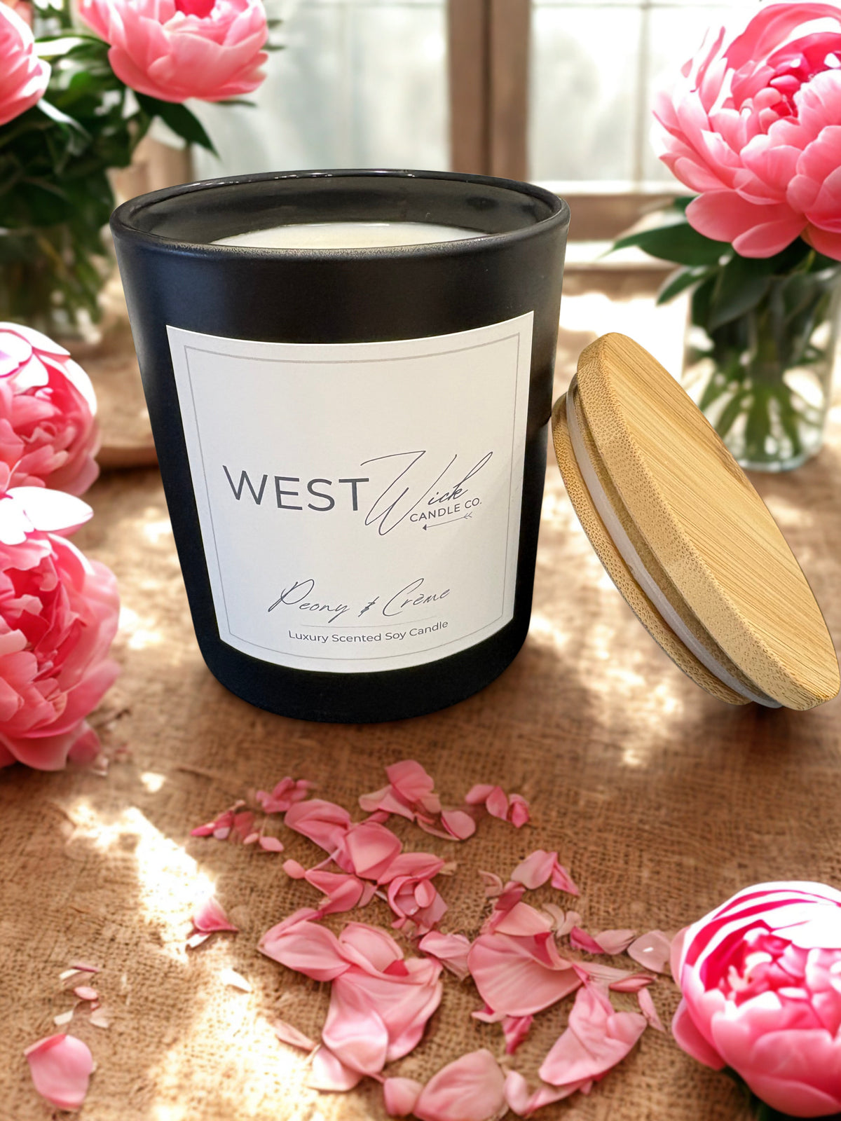 Peony &amp; Crème | Black Matte Signature Candle
