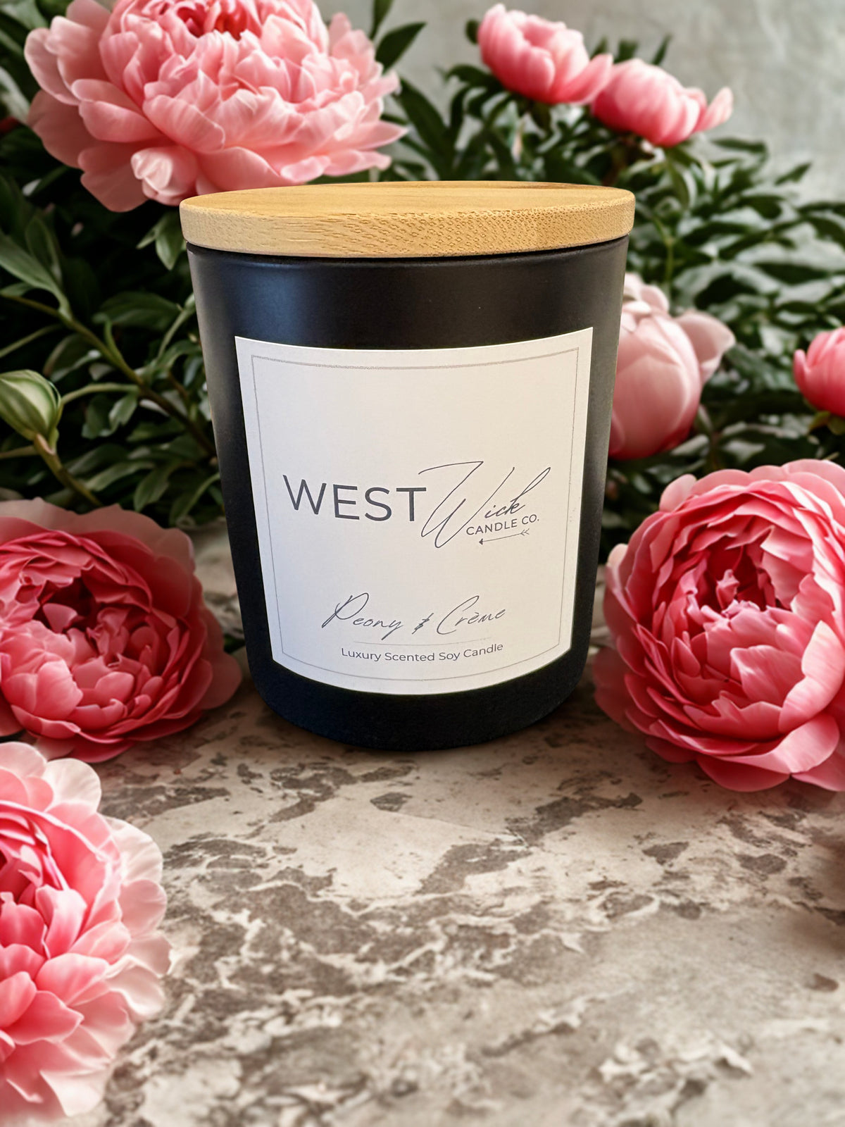 Peony &amp; Crème | Black Matte Signature Candle