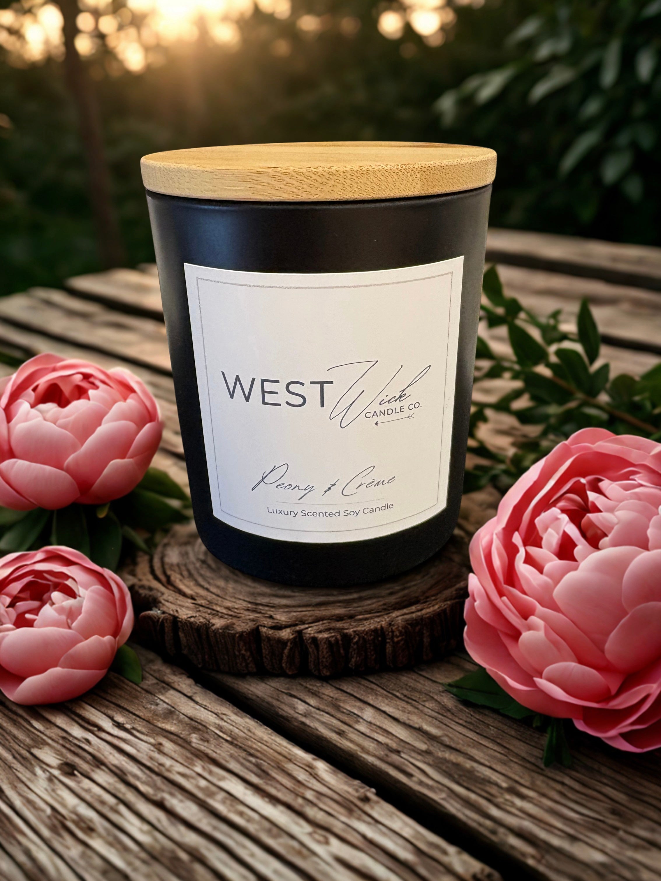 Peony &amp; Crème | Black Matte Signature Candle