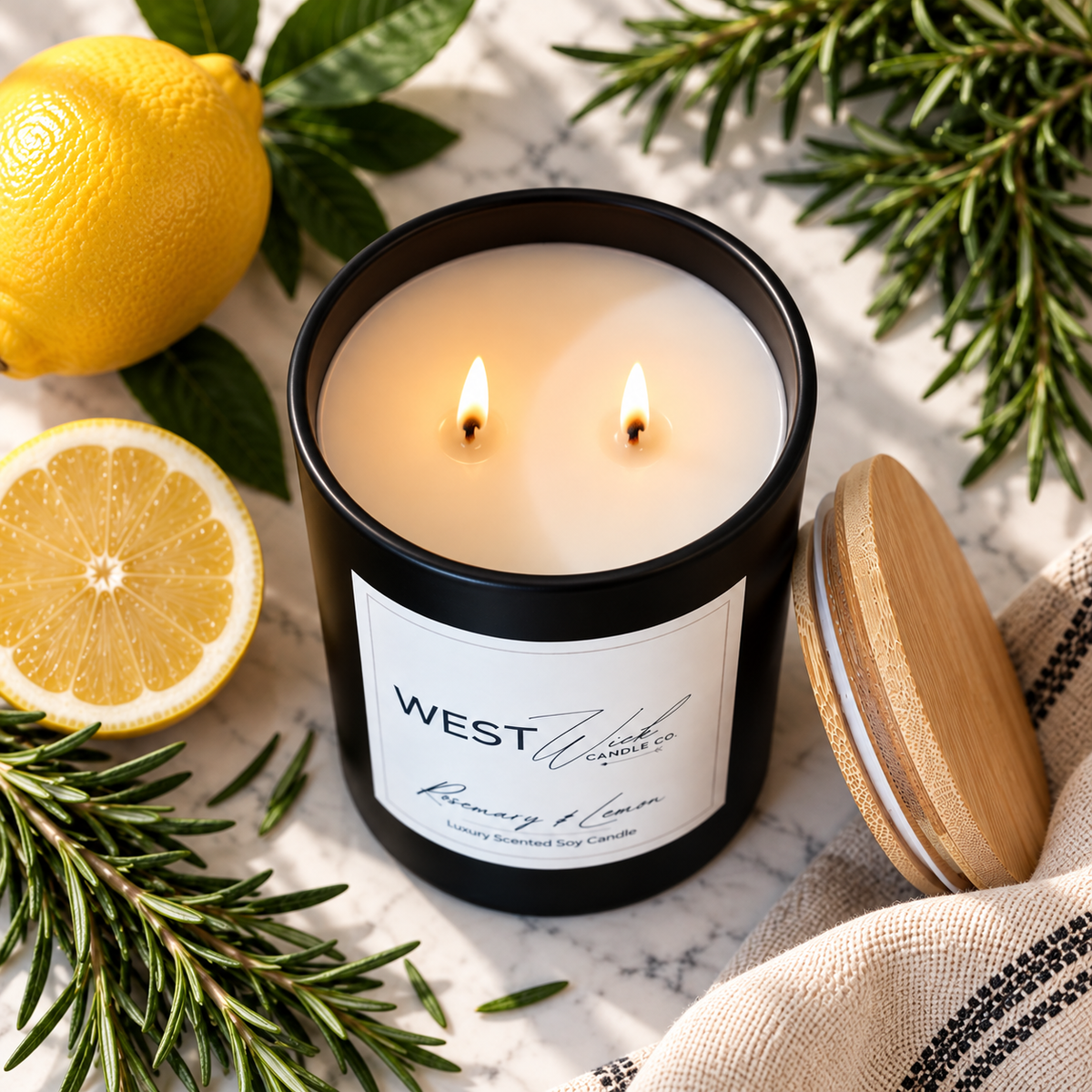 Rosemary &amp; Lemon | Black Matte Signature Candle