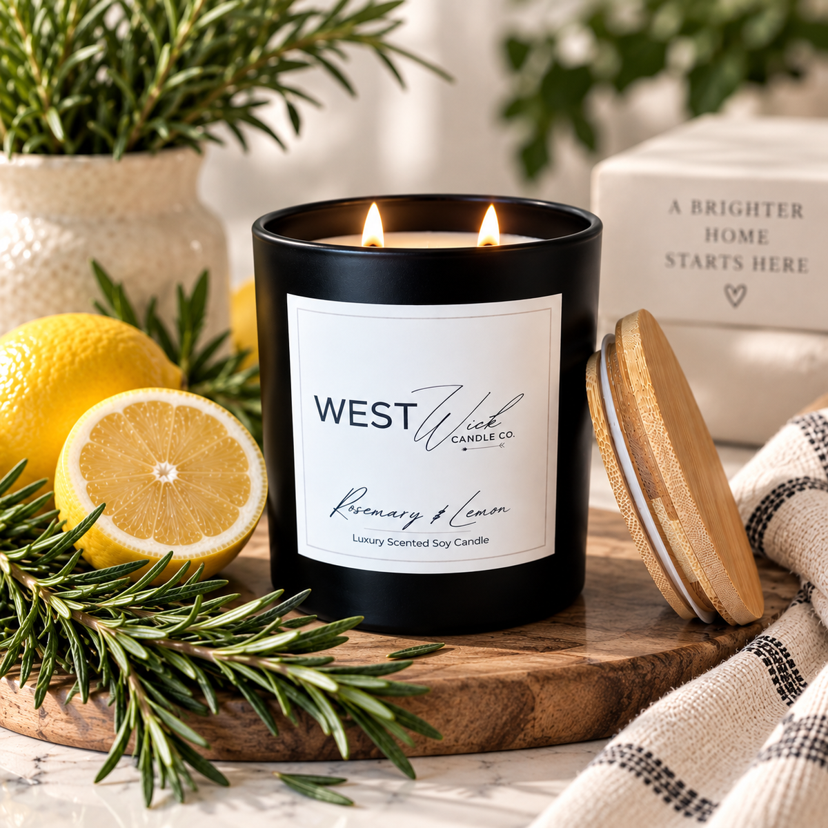 Rosemary &amp; Lemon | Black Matte Signature Candle