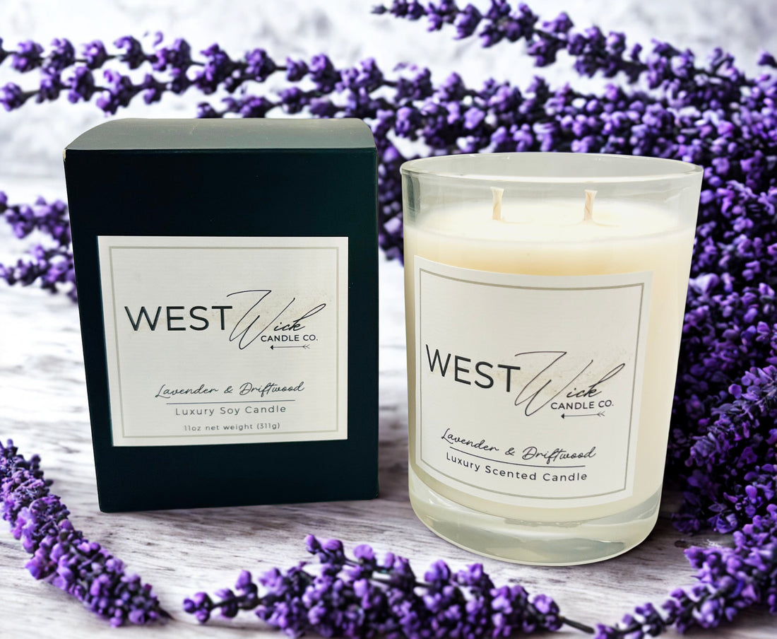 Lavender and Diftwood Candle with Box