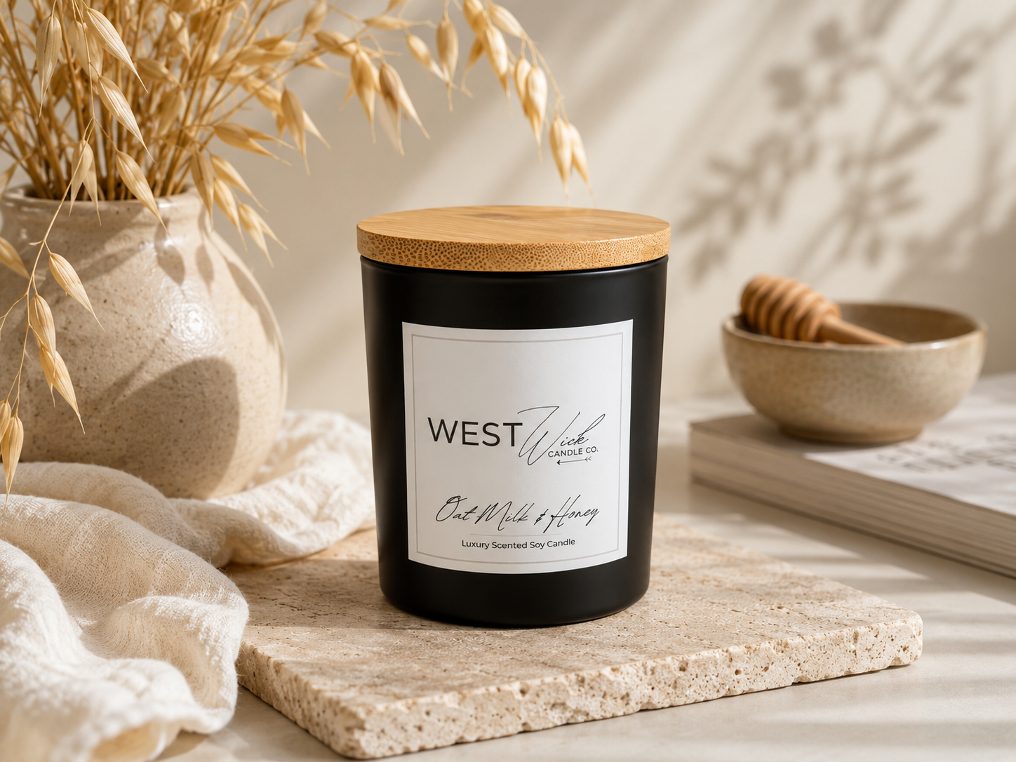 Oat Milk &amp; Honey | Black Matte Signature Candle