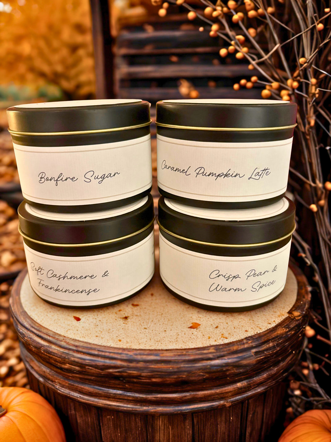 Crisp Pear &amp; Warm Spice -Black Luxe Candle