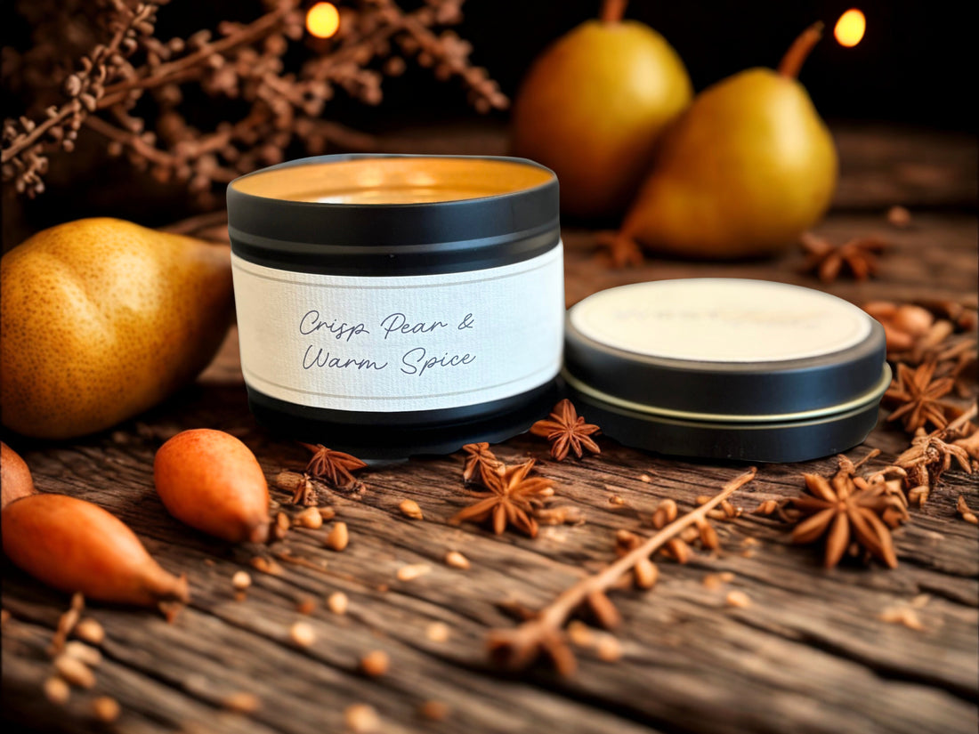 Crisp Pear &amp; Warm Spice -Black Luxe Candle